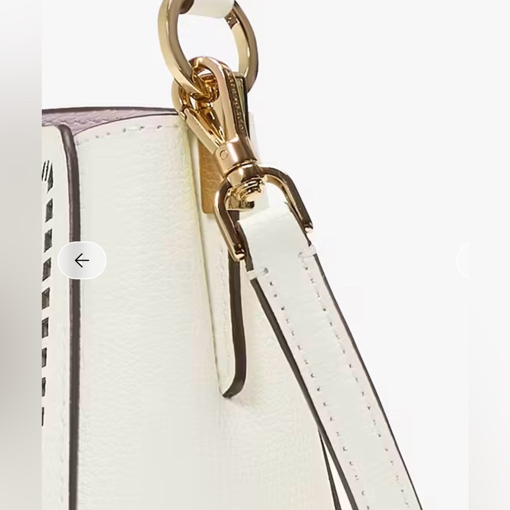 Kate Spade “Phoebe” ivory perforated leather mini crossbody satchel bag purse - Picture 4 of 8